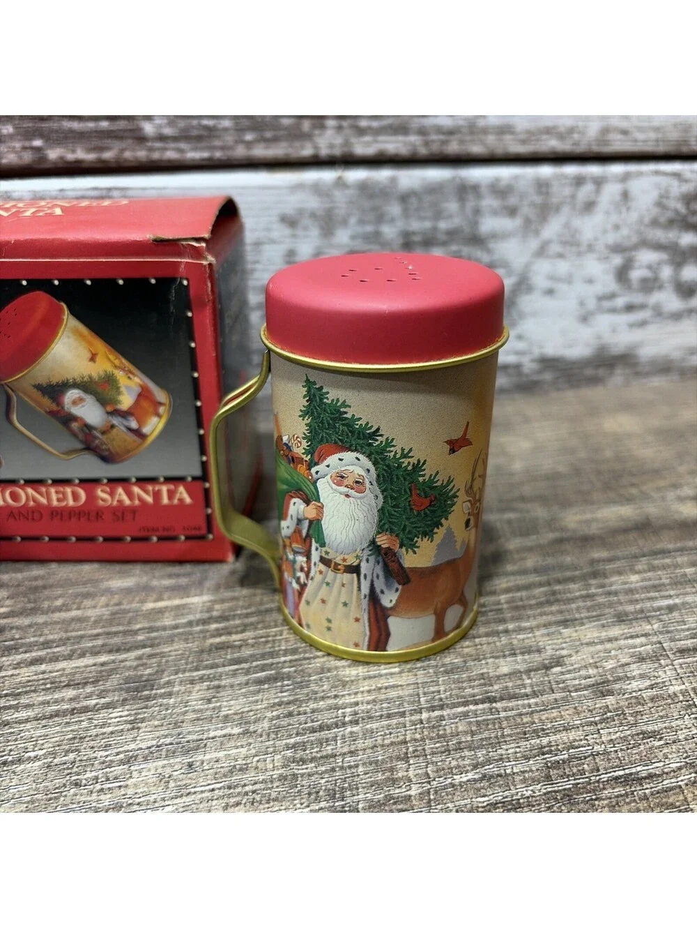 Christmas Old Fashioned Santa Mini Salt & Pepper Shakers Holiday Set New In Box